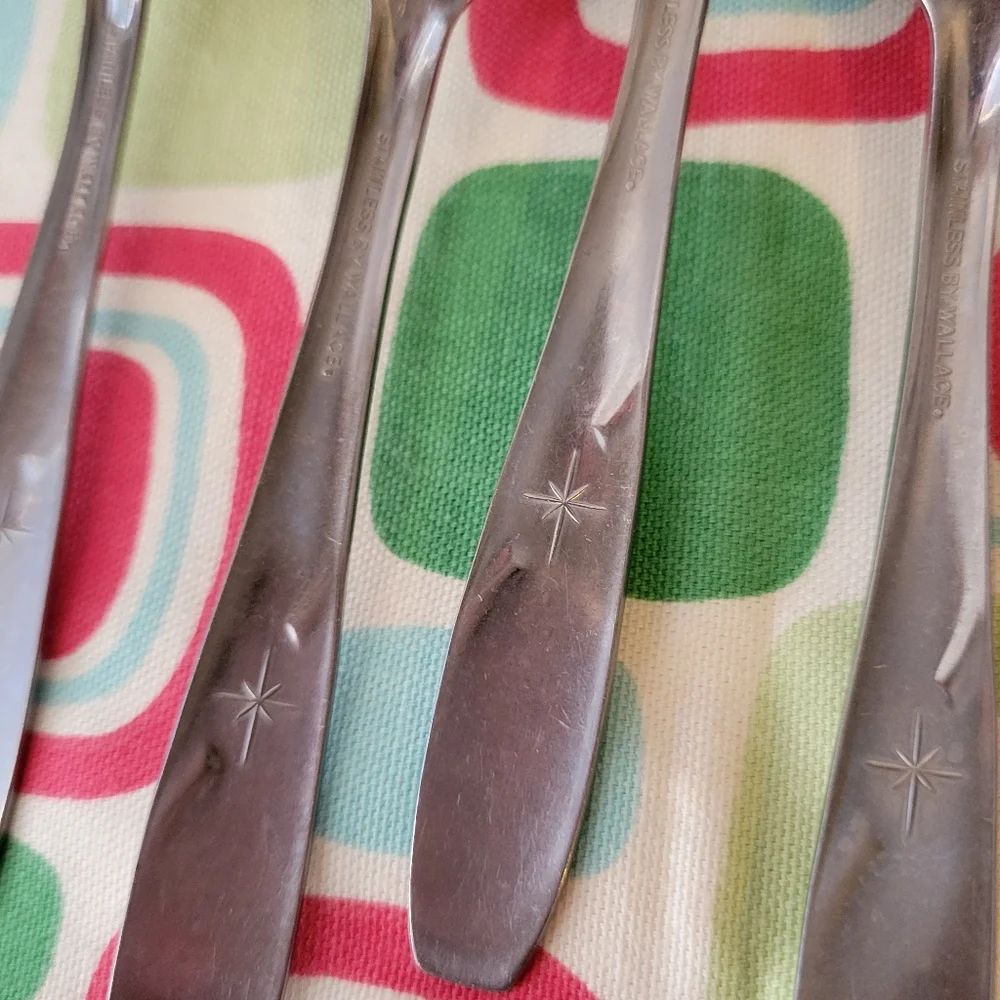 Atomic Northern Star Spoons (4)~ Stainless by Wallace ~ Vintage ~ Retro ~ 1960s?